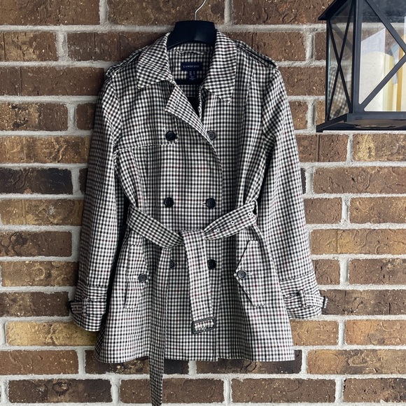 LAND’S END Women's Houndstooth Double-Breasted Wool Blend Coat - Picture 2 of 10